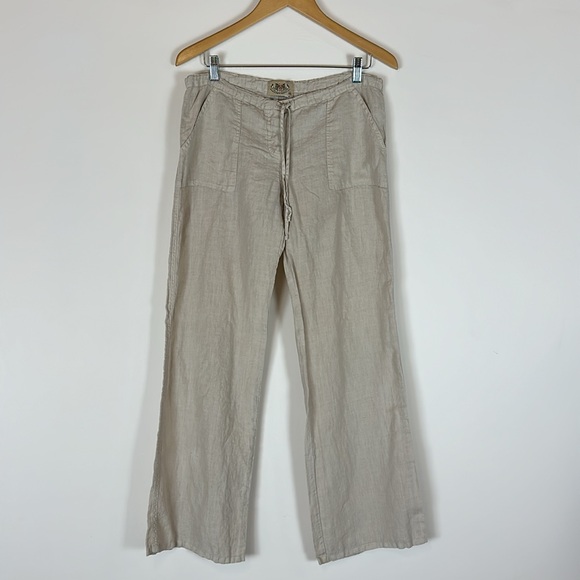 Juicy Couture khaki 100% linen lounge beach pants M medium - Picture 3 of 4